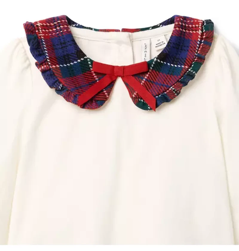 Tartan Ruffle Collar Top