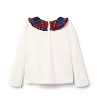 Tartan Ruffle Collar Top