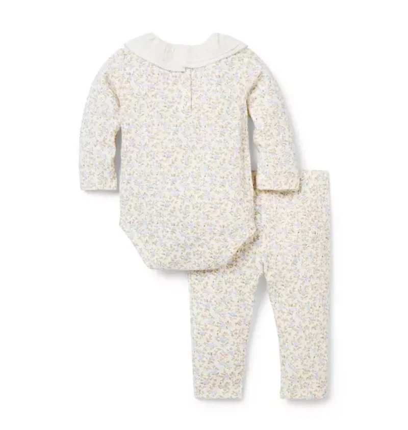 Baby Floral Ruffle Collar Matching Set