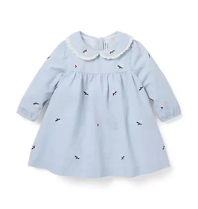 Baby Embroidered Floral Corduroy Dress