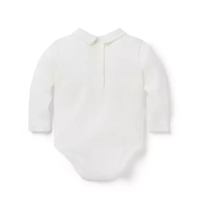 Baby Embroidered Bear Collar Bodysuit