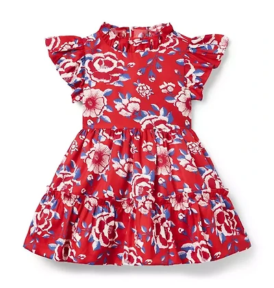 Floral Ruffle Sleeve Dress