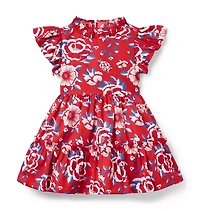 Floral Ruffle Sleeve Dress