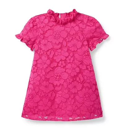 Floral Lace Ruffle Trim Dress