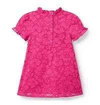 Floral Lace Ruffle Trim Dress