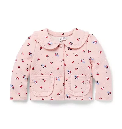 Baby Cherry Floral Quilted Cardigan