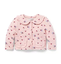 Baby Cherry Floral Quilted Cardigan