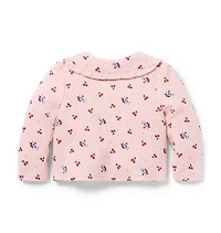 Baby Cherry Floral Quilted Cardigan