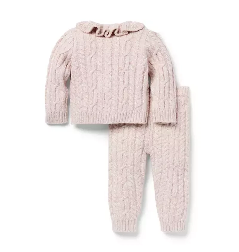 Baby Cable Knit Collared Matching Set