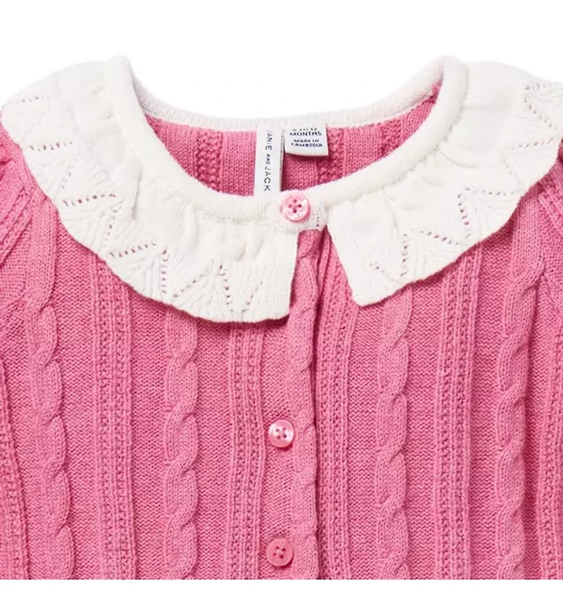 Baby Cable Knit Collared One-Piece