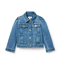 Denim Puff Sleeve Jacket Medium Wash