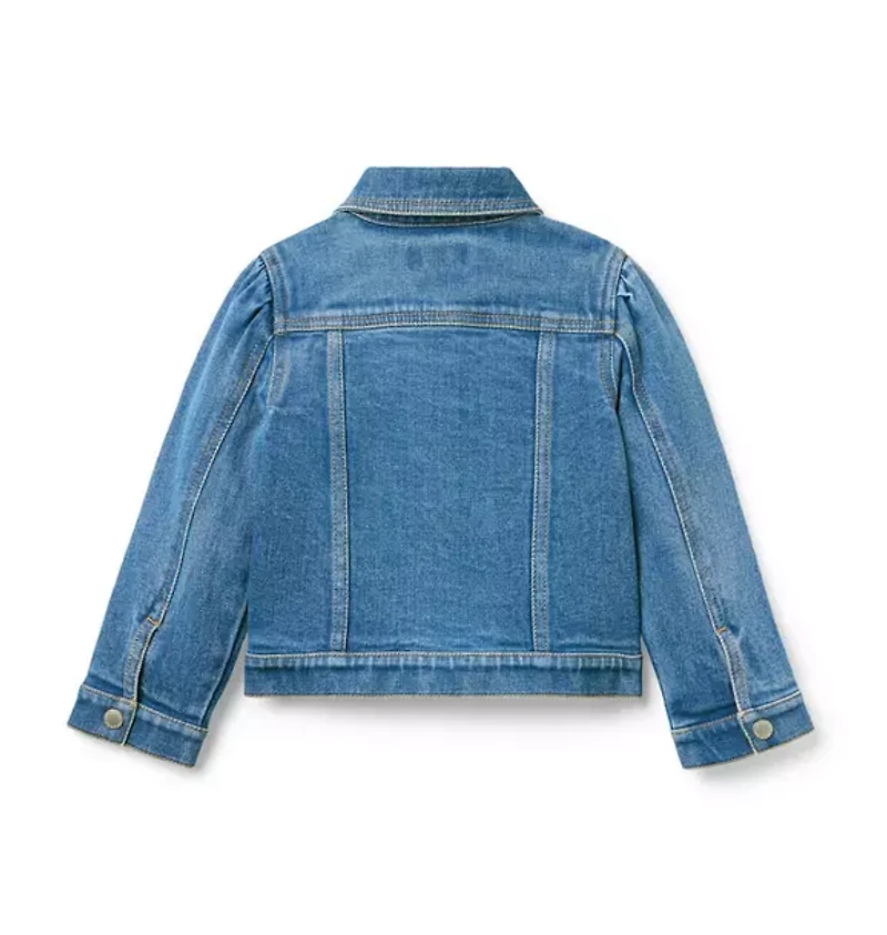 Denim Puff Sleeve Jacket Medium Wash