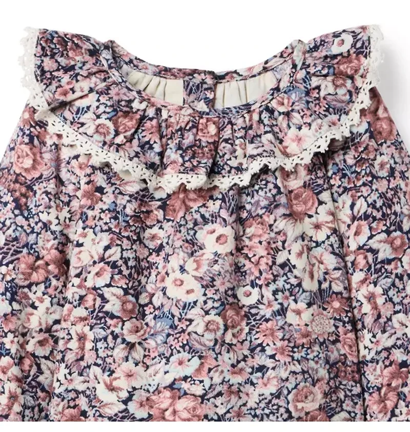 Floral Ruffle Collar Top
