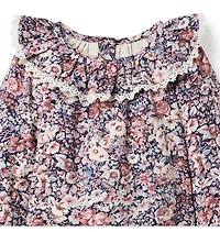 Floral Ruffle Collar Top