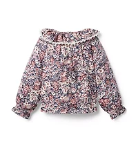 Floral Ruffle Collar Top