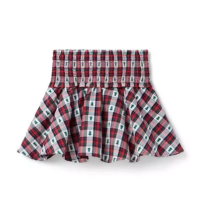 Holiday Tartan Smocked Skirt