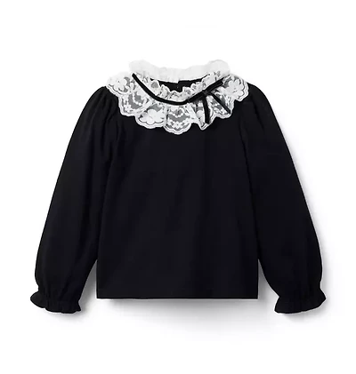 Lace Bow Collar Top
