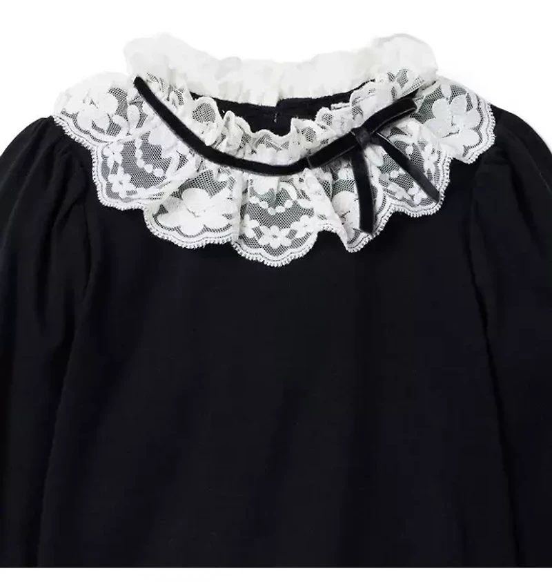 Lace Bow Collar Top