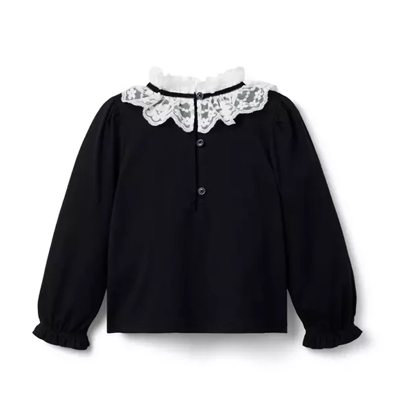 Lace Bow Collar Top