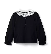 Lace Bow Collar Top