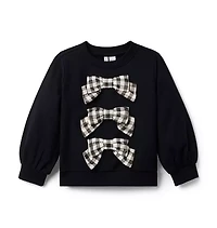 Gingham Shimmer Bow Sweater