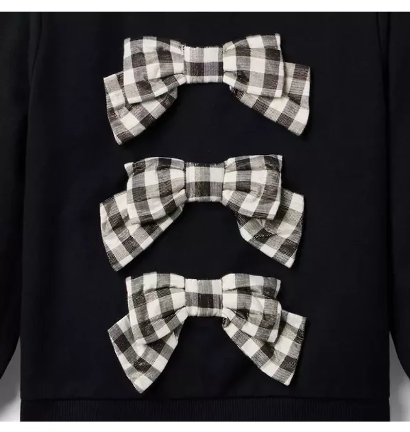 Gingham Shimmer Bow Sweater