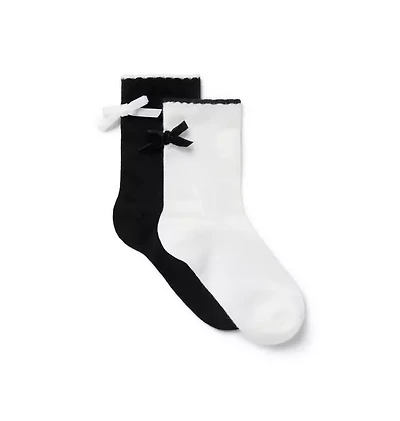 Velvet Bow Sock 2-Pack