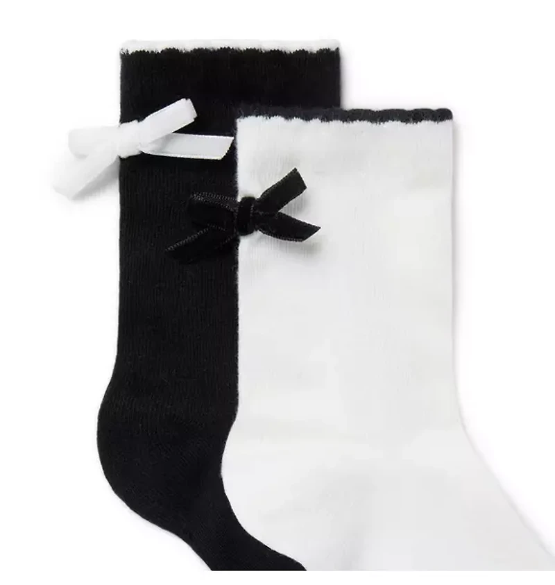 Velvet Bow Sock 2-Pack
