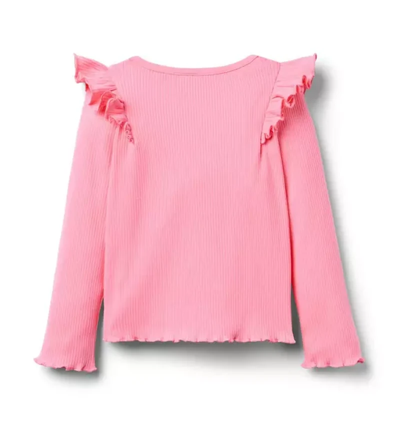 Ribbed Ruffle Shoulder Top