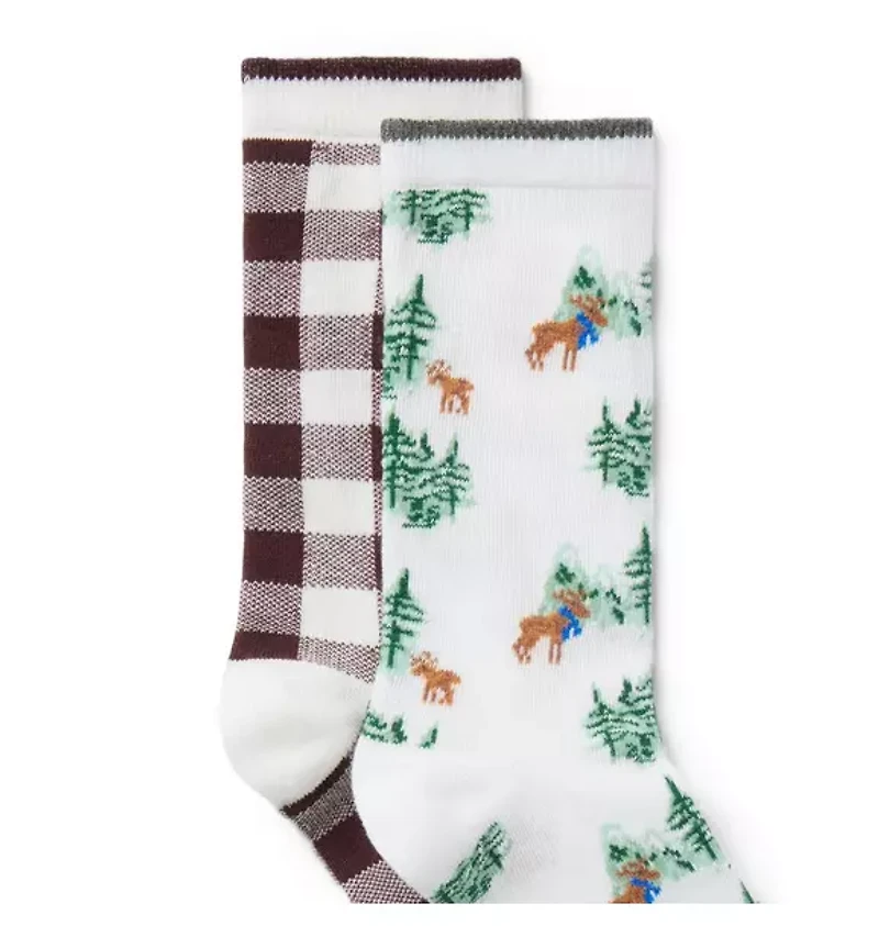 Moose And Check Sock 2-Pack