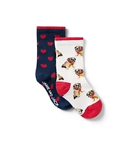 Bulldog And Heart Sock 2-Pack