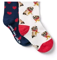 Bulldog And Heart Sock 2-Pack