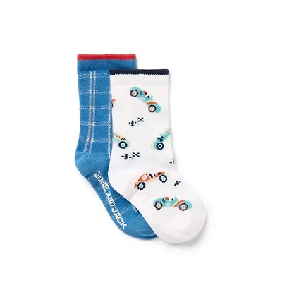 Race Car And Plaid Sock 2-Pack