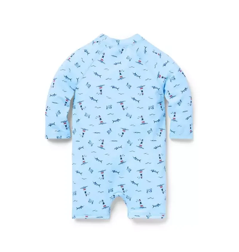 Baby Recycled Nautical Icon Rash Guard Swimsuit