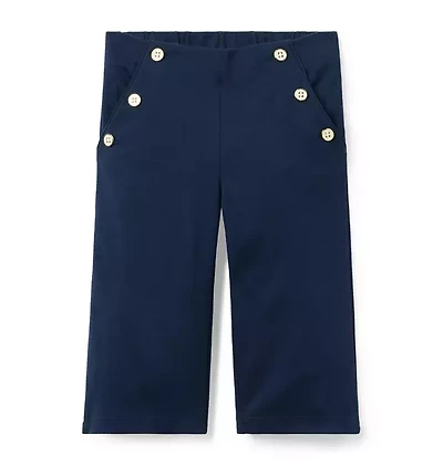 Wide Leg Button Ponte Pant