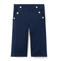 Wide Leg Button Ponte Pant