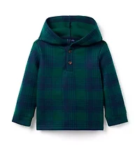Plaid Fleece Hooded Sweatshirt
