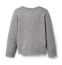 Embroidered Floral Cable Knit Sweater