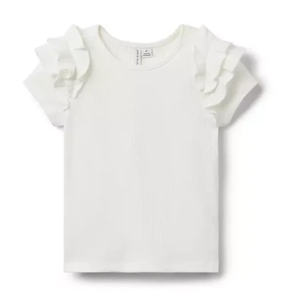 Ribbed Ruffle Sleeve Top