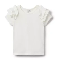 Ribbed Ruffle Sleeve Top