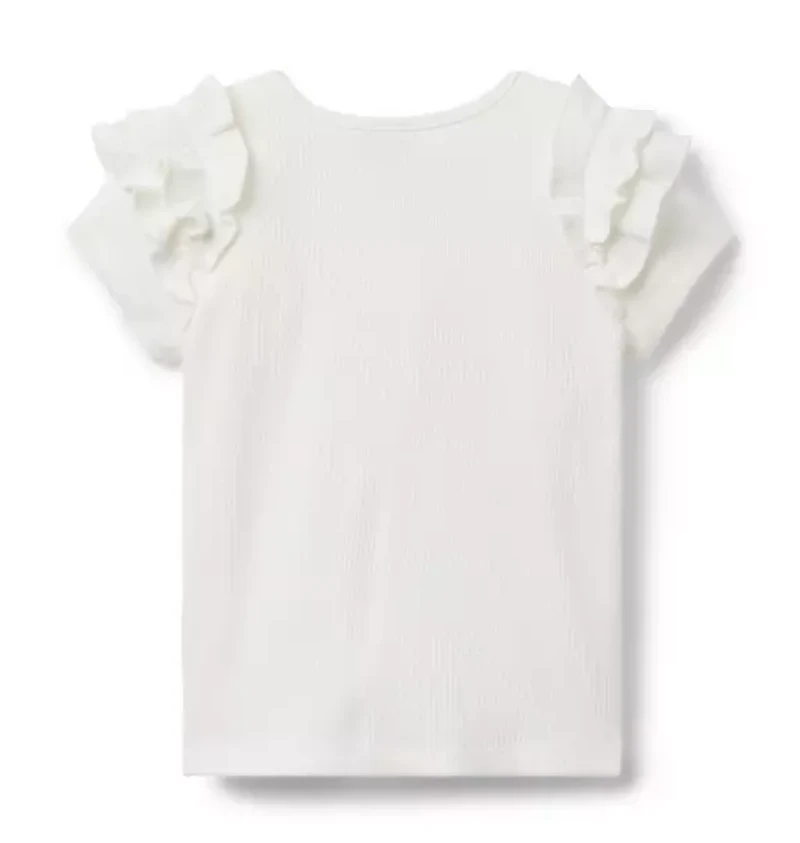 Ribbed Ruffle Sleeve Top
