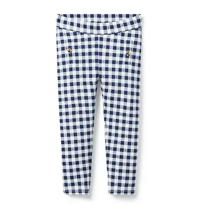 Gingham Button Ponte Pant