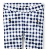 Gingham Button Ponte Pant