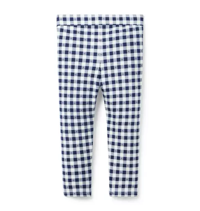 Gingham Button Ponte Pant