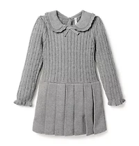 Cable Knit Pleated Sweater Dress