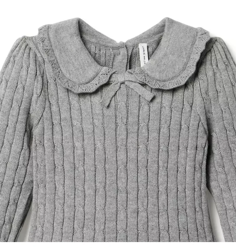 Cable Knit Pleated Sweater Dress