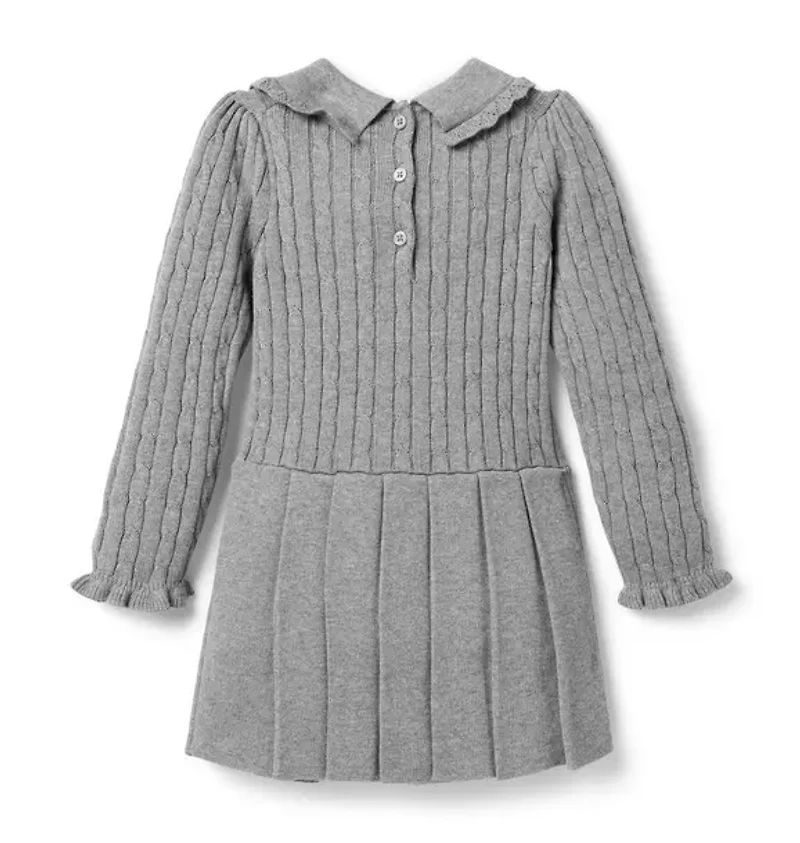 Cable Knit Pleated Sweater Dress