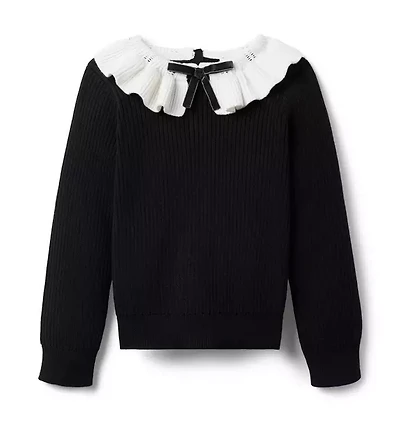Ribbed Ruffle Collar Sweater