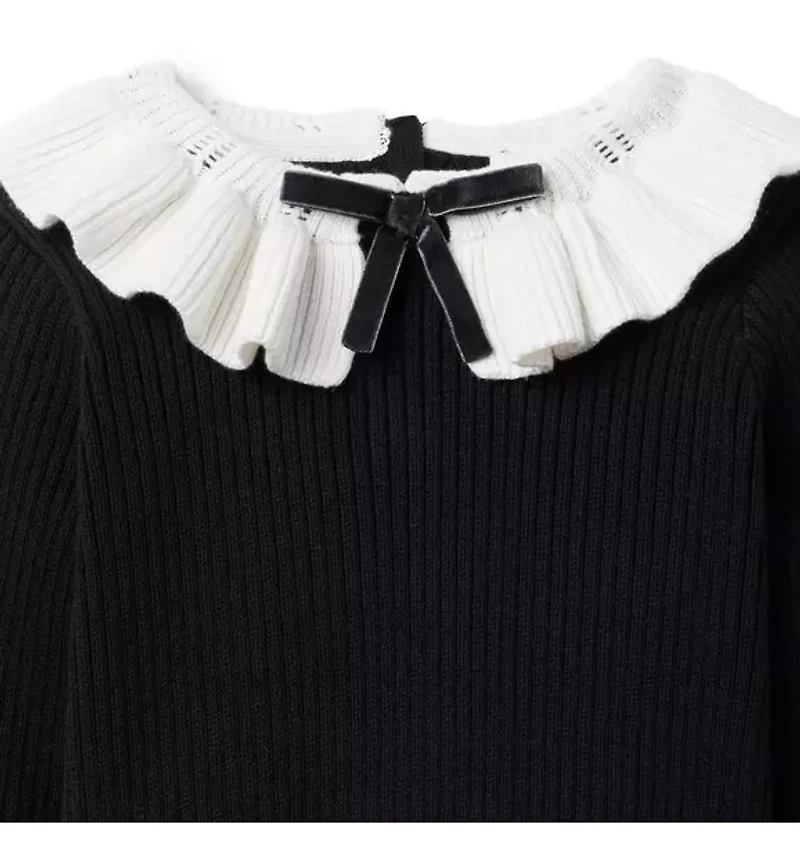 Ribbed Ruffle Collar Sweater