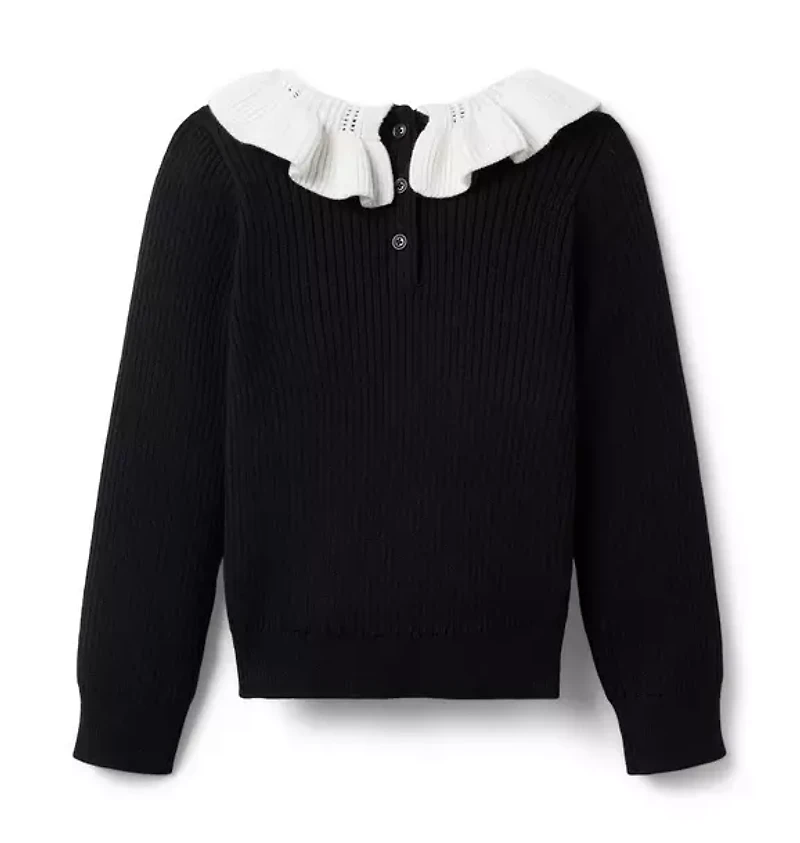 Ribbed Ruffle Collar Sweater